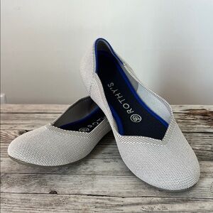 Rothy's Women's Silver Knit Flats with Blue Trim